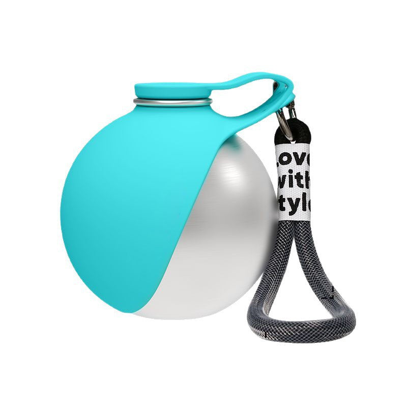 Portable Dog Water Bottle – 304 Stainless Steel Travel Water Dispenser with Carry Rope