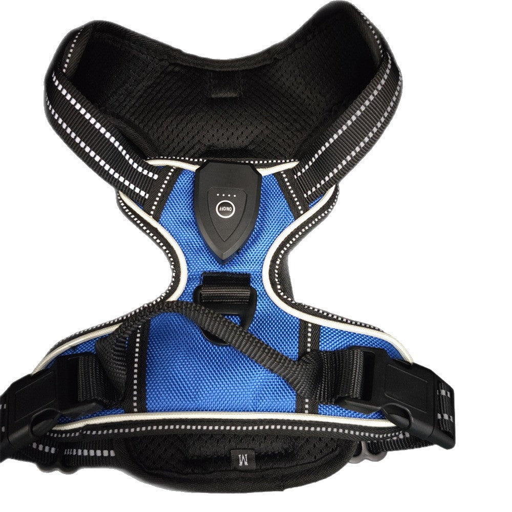 LED Light-Up Dog Harness – Rechargeable Reflective Nylon Harness