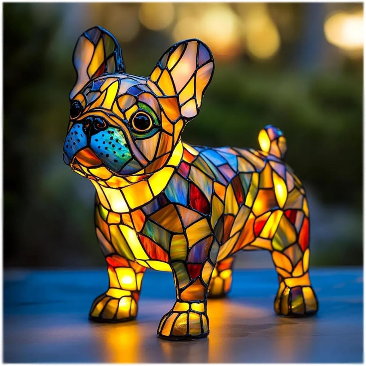 Stained-Glass Style LED Dog Night Light – Resin Dog Breed Lamp, Gift for Dog Lovers