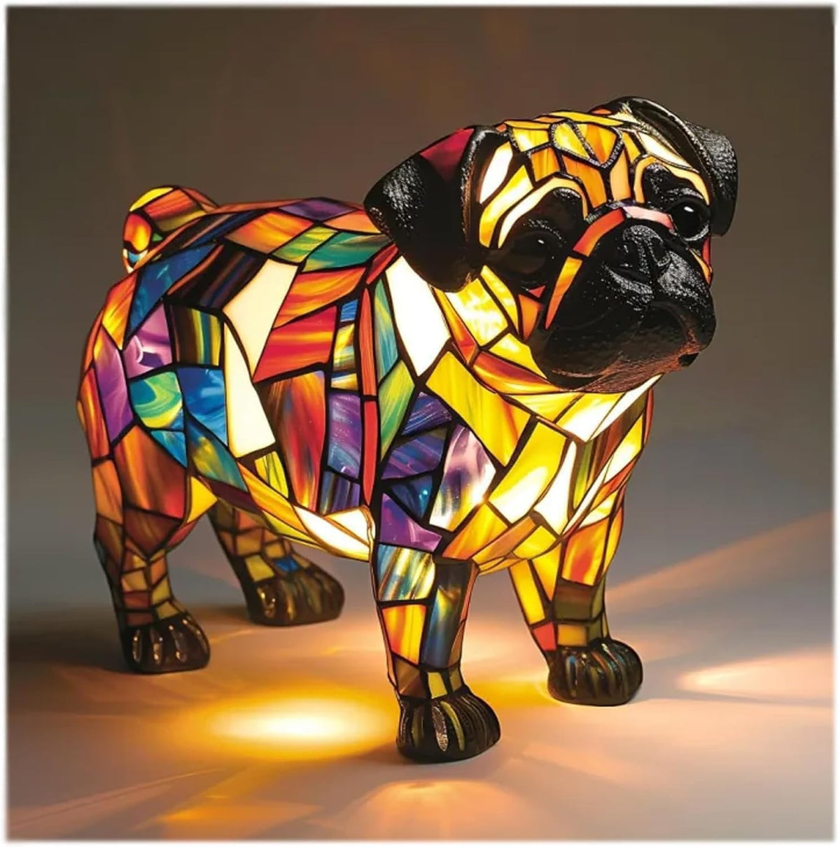 Stained-Glass Style LED Dog Night Light – Resin Dog Breed Lamp, Gift for Dog Lovers