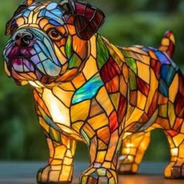 Stained-Glass Style LED Dog Night Light – Resin Dog Breed Lamp, Gift for Dog Lovers
