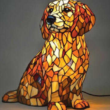Stained-Glass Style LED Dog Night Light – Resin Dog Breed Lamp, Gift for Dog Lovers