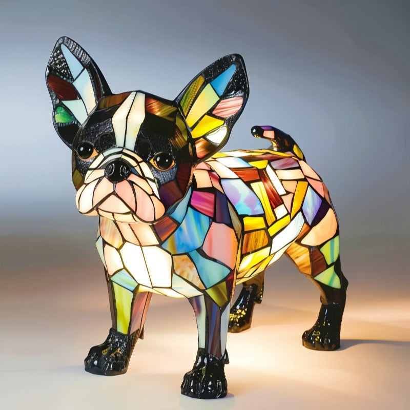 Stained-Glass Style LED Dog Night Light – Resin Dog Breed Lamp, Gift for Dog Lovers