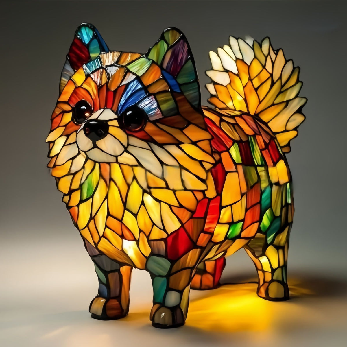 Stained-Glass Style LED Dog Night Light – Resin Dog Breed Lamp, Gift for Dog Lovers