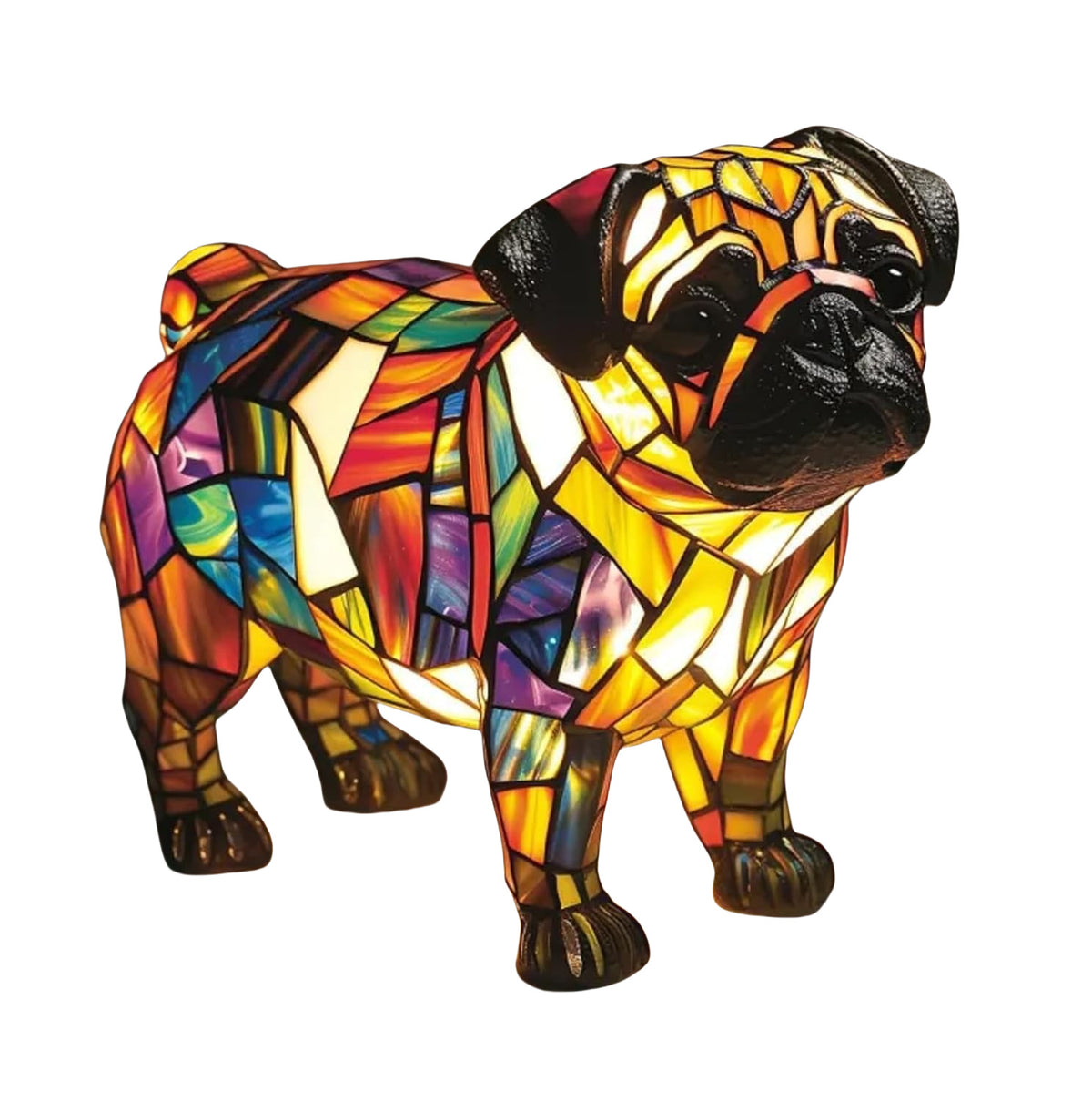 Stained-Glass Style LED Dog Night Light – Resin Dog Breed Lamp, Gift for Dog Lovers