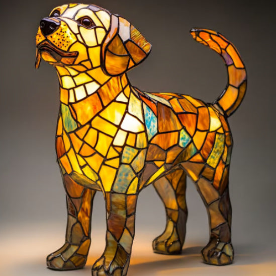 Stained-Glass Style LED Dog Night Light – Resin Dog Breed Lamp, Gift for Dog Lovers